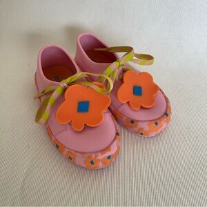 Mini Melissa Street and Fabula Shoes Super soft pink and orange with flowers Sz8